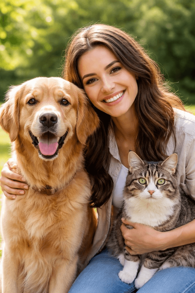 Hayvan sahibi köpek ve kedisiyle — görüntülü veteriner hekim görüşmesi önizlemesi